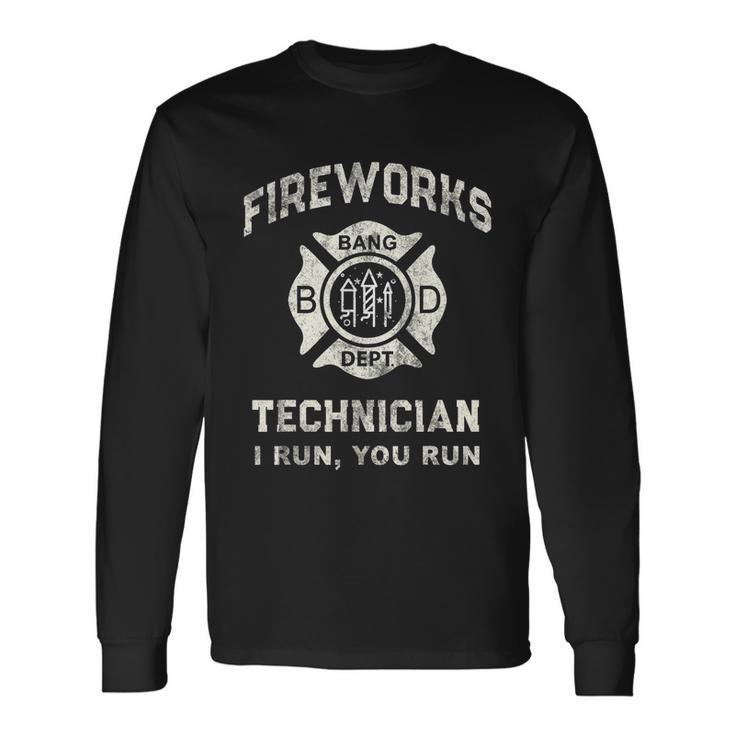 Fireworks Technician Firefighter America Long Sleeve T-Shirt