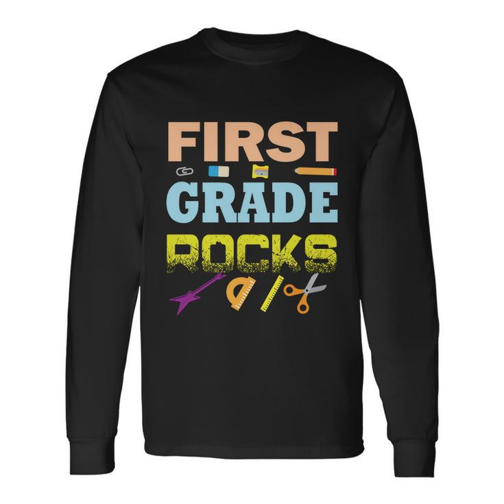 First Grade Rocks School Student Teachers Graphics Plus Size Shirt Long Sleeve T-Shirt Gifts ideas