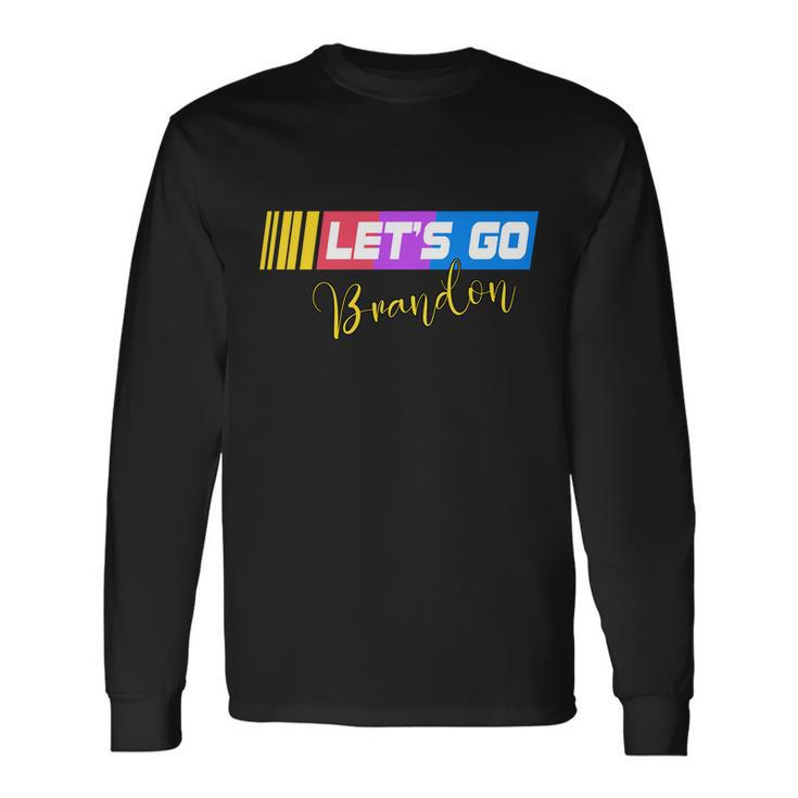 Fjb Lets Go Brandon Anti Biden Chant Racing Logo Tshirt Long Sleeve T-Shirt