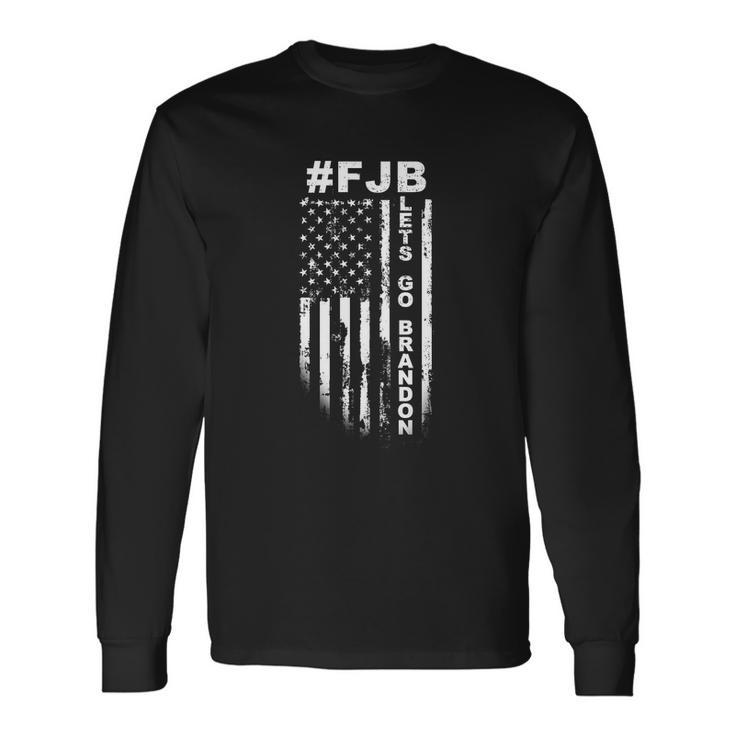 Fjb Lets Go Brandon Us Flag Distressed Tshirt Long Sleeve T-Shirt