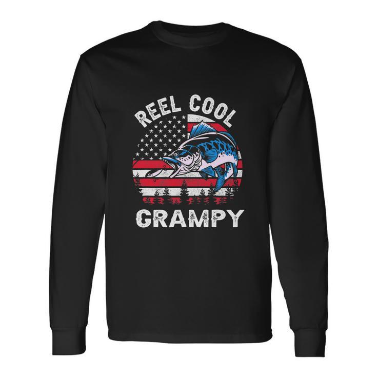 Flag Vintage Reel Cool Grampy Fishing For 4Th Of July Long Sleeve T-Shirt