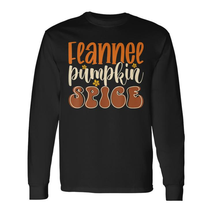 Flannel Pumpkin Spice Flower Vintage Style Fall Autumn Vibes Long Sleeve T-Shirt