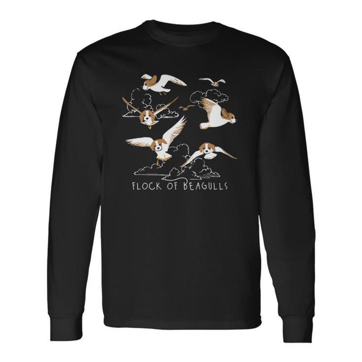Flock Of Beagulls Beagle With Bird Wings Dog Lover Long Sleeve T-Shirt