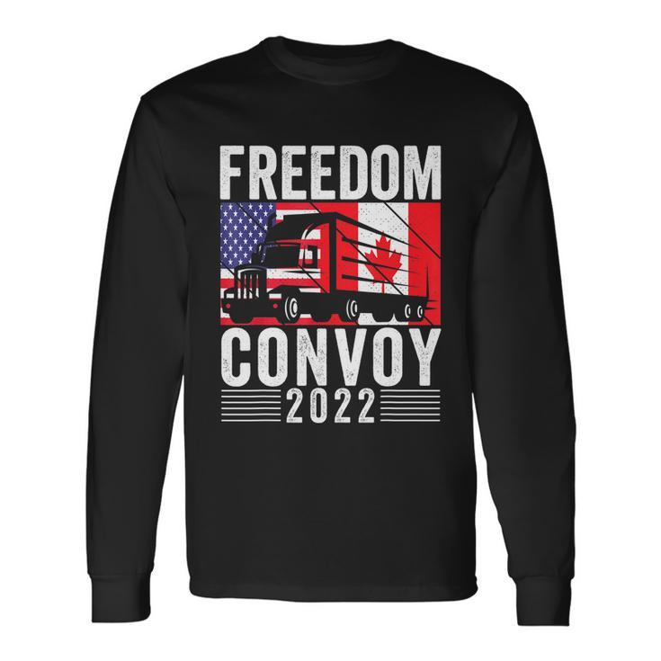Freedom Convoy 2022 American Canadian Flag Tshirt Long Sleeve T-Shirt