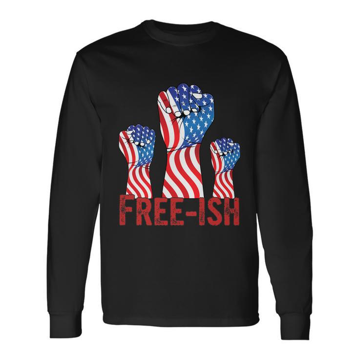 Freeish Fourth Of July American Independence Day Graphic Plus Size Shirt For Men Long Sleeve T-Shirt