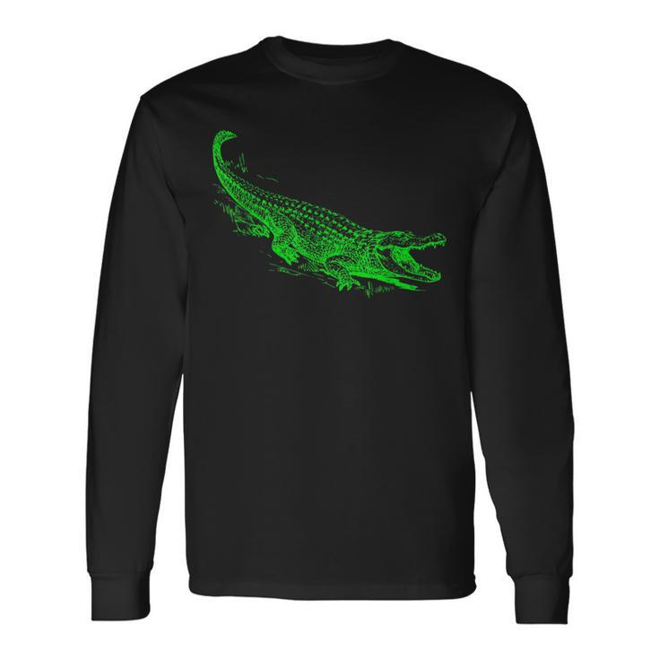 Fun Alligator Illustrative Graphic For Men And Boys Gator Men Women Long Sleeve T-Shirt T-shirt Graphic Print
