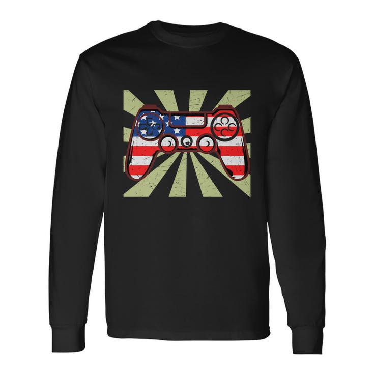 Game Controller 4Th Of July Video Game Proud American Long Sleeve T-Shirt