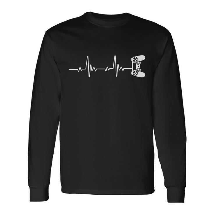 Gamer Controller Heartbeat Pules Long Sleeve T-Shirt