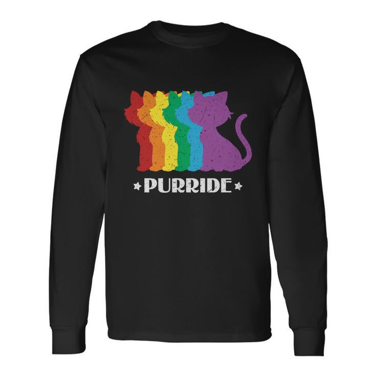 Gay Pride Cat Purride Lgbt Pride Month Long Sleeve T-Shirt