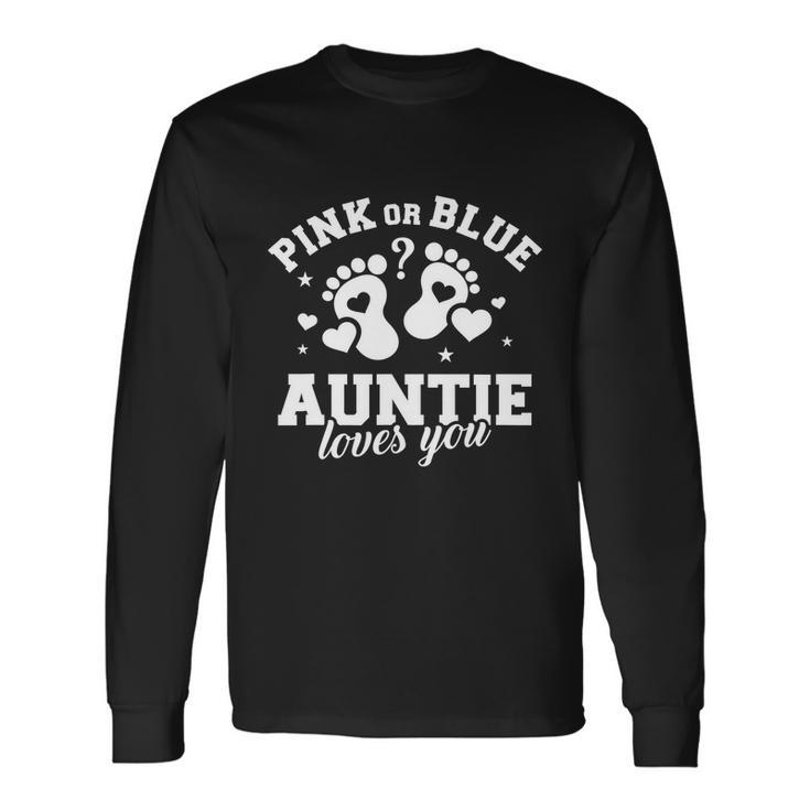 Gender Reveal Auntie Aunt Tshirt Long Sleeve T-Shirt