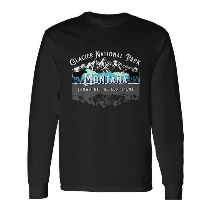 Glacier National Park Montana Moose Hiking Camping Souvenir Long Sleeve T-Shirt