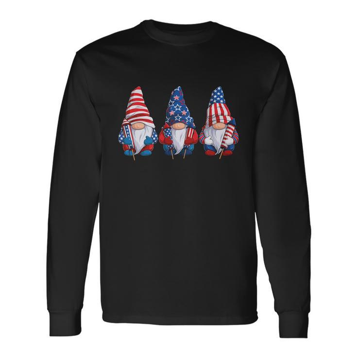 Gnomes Patriotic American Flag Cute Gnomes 4Th Of July Long Sleeve T-Shirt