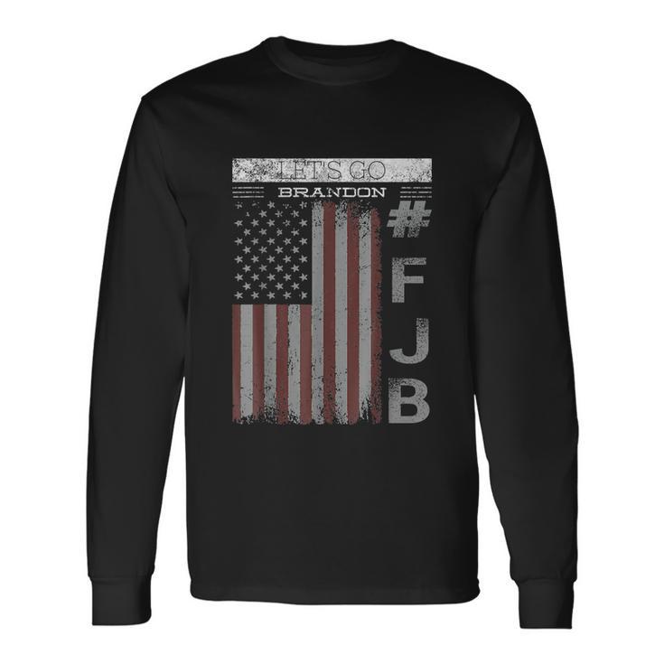 Lets Go Brandon Fjb Meme Us Flag Tshirt Long Sleeve T-Shirt