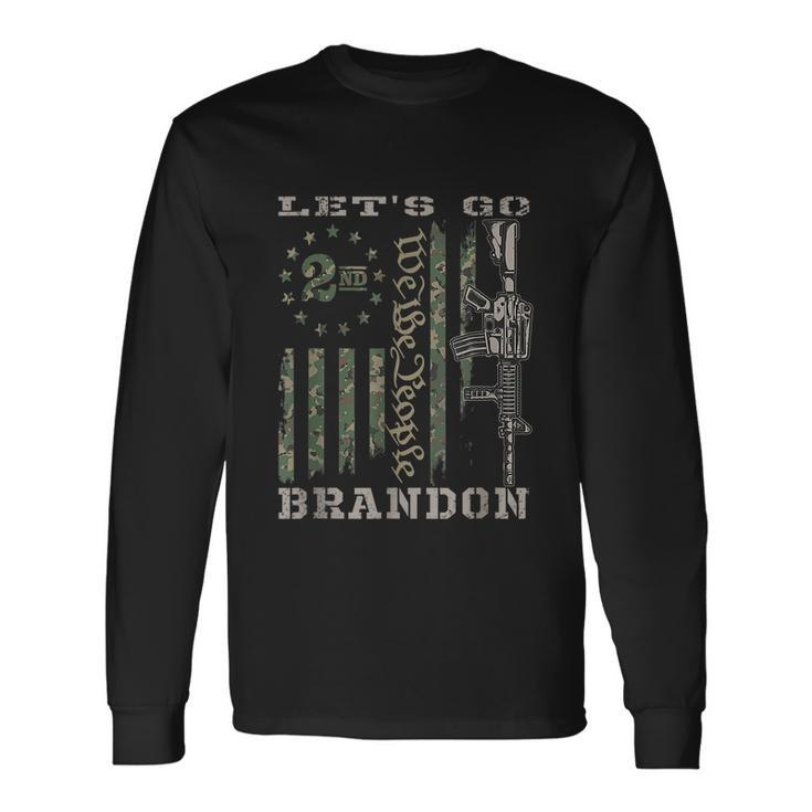 Lets Go Brandon Gun American Flag Patriots Lets Go Brandon Long Sleeve T-Shirt
