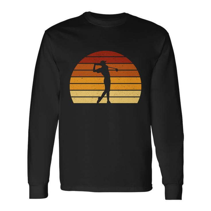 Golf Retro Sunset Golfing Long Sleeve T-Shirt