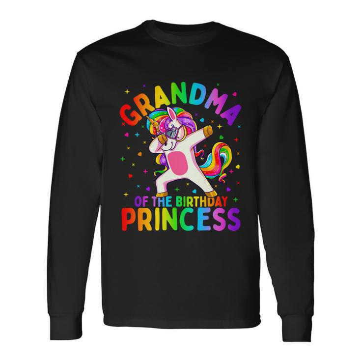 Grandma Of The Birthday Princess Girl Dabbing Unicorn Long Sleeve T-Shirt