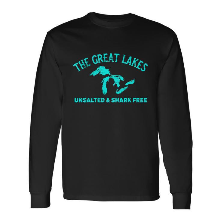 The Great Lakes Unsalted & Shark Free Michigan Vintage Tshirt Long Sleeve T-Shirt