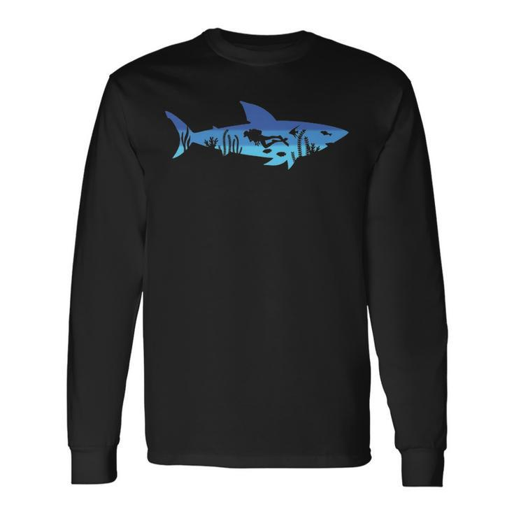 Great White Shark Diving Outfit For Diver Women Men V2 Long Sleeve T-Shirt