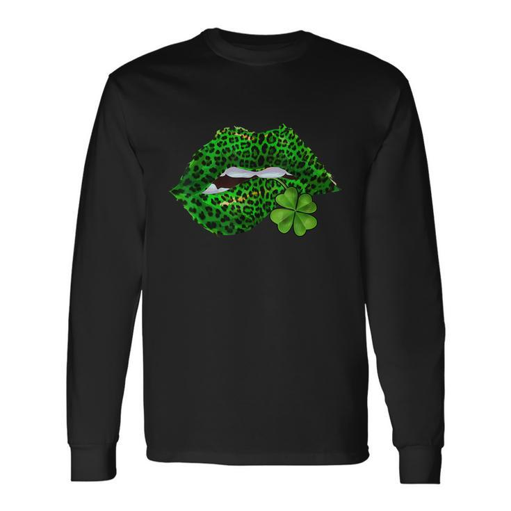 Green Lips Sexy Irish Leopard Shamrock St Patricks Day Long Sleeve T-Shirt Gifts ideas