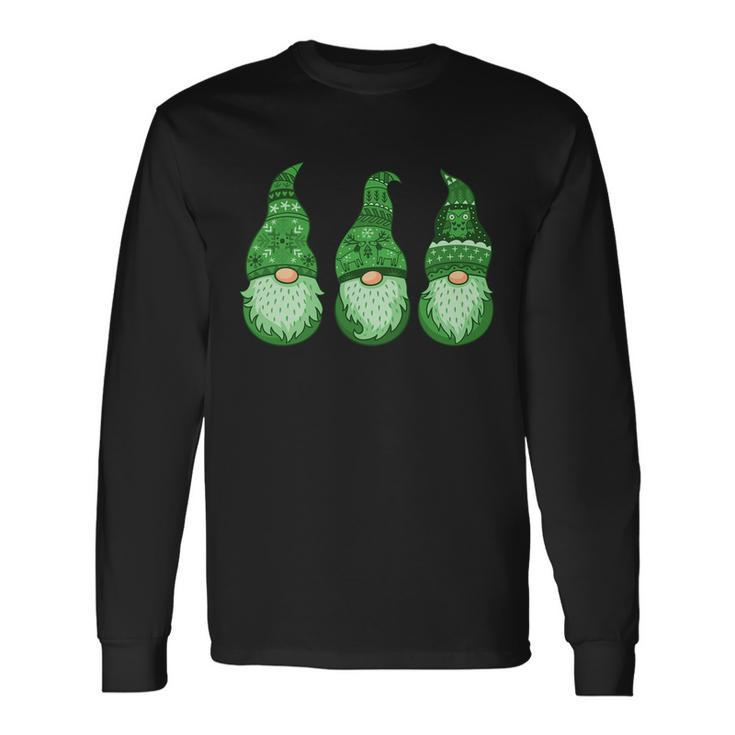 Green Ugly Sweater Irish Gnomes St Patricks Day Long Sleeve T-Shirt