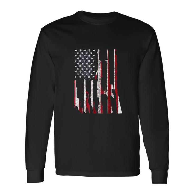 Gun 4Th Of July American Usa Pride Flag Long Sleeve T-Shirt