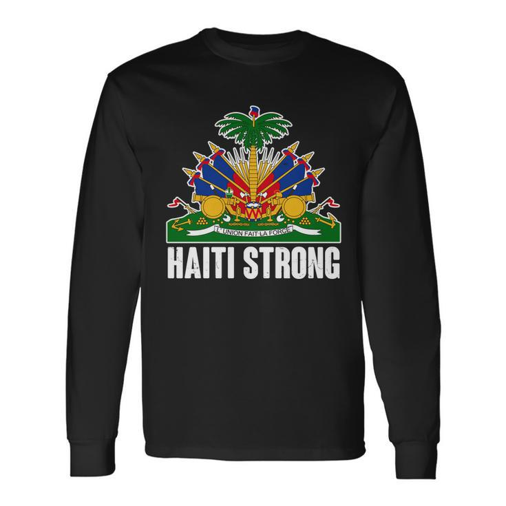 Haiti Strong Flag Symbol Logo Long Sleeve T-Shirt