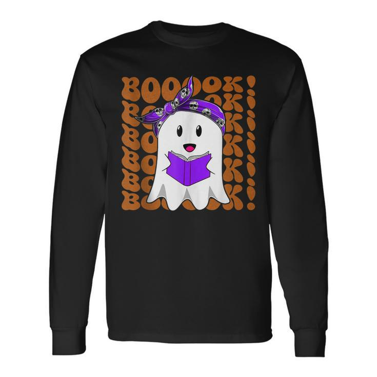 Halloween Booooks Ghost Reading Boo Read Books Library V2 Long Sleeve T-Shirt