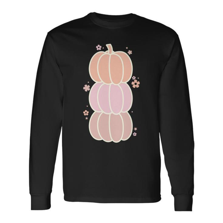 Halloween Colorful Cute Pumpkin Idea Gift Men Women Long Sleeve T-shirt Graphic Print Unisex