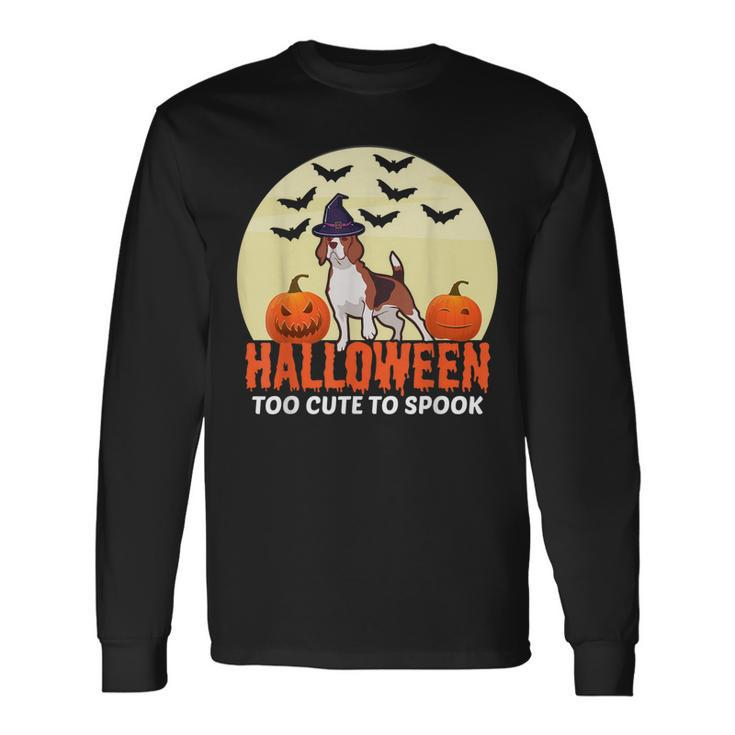 Halloween Too Cute To Spook Beagle Wizard Puppy Lover Long Sleeve T-Shirt - Thegiftio