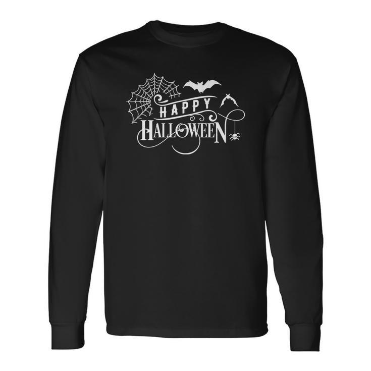 Halloween Happy Halloween White Custom Men Women Long Sleeve T-shirt Graphic Print Unisex