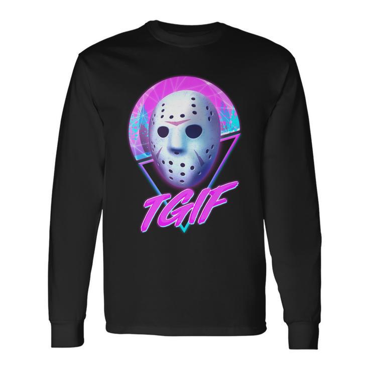 Halloween Retro 80S Tgif Jason Mask Tshirt Long Sleeve T-Shirt