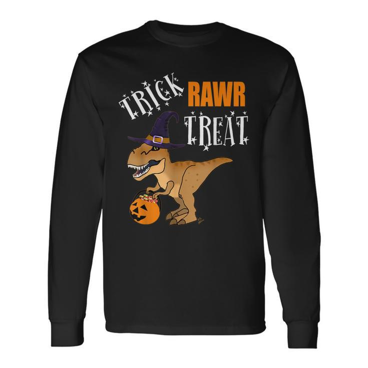 Halloween Rex Witch Trick Or Treat Trick Rawr Treat Long Sleeve T-Shirt