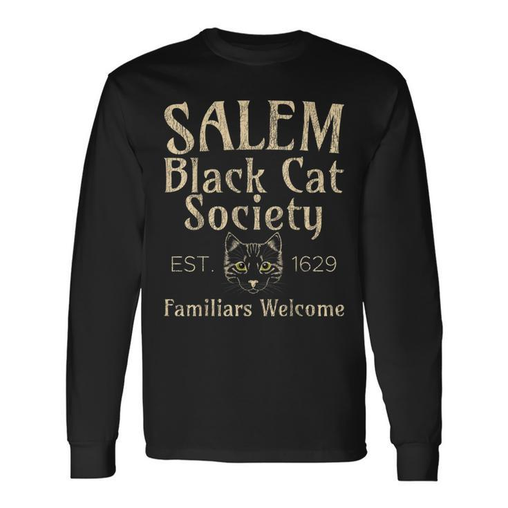Halloween Salem Black Cat Society Familiars Welcome Long Sleeve T-Shirt Gifts ideas