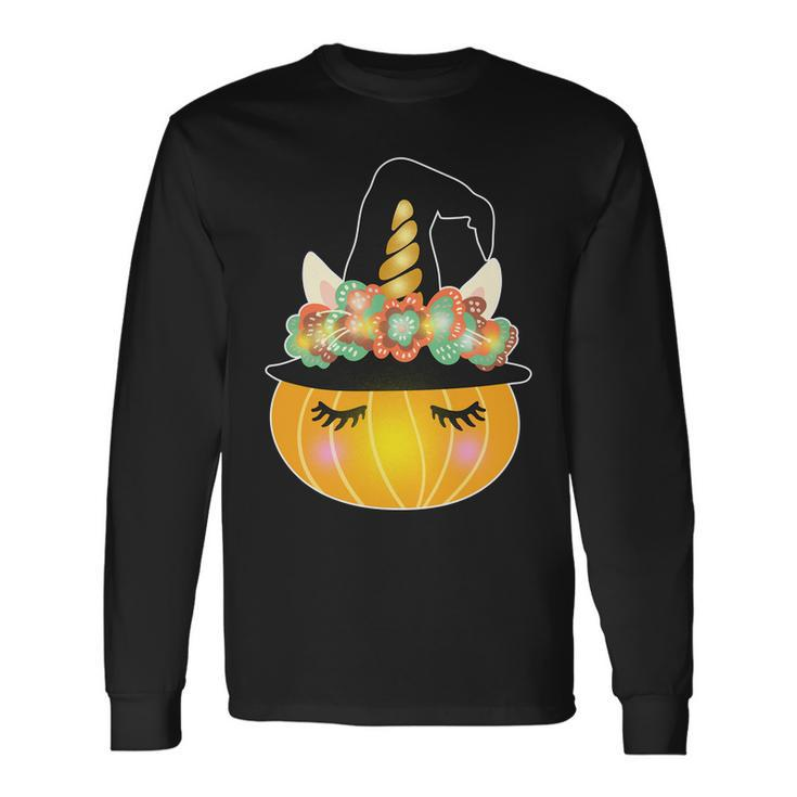 Halloween Uni-Pumpkin Sparkly Cute Long Sleeve T-Shirt