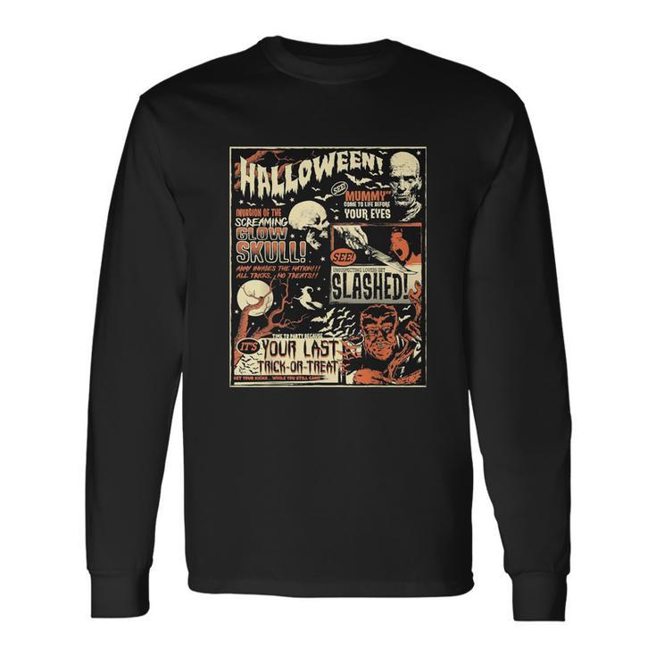 Halloween Vintage Poster Horror Movies Comic Long Sleeve T-Shirt