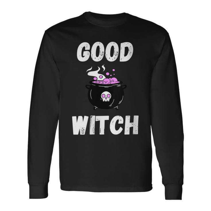 Halloween Witch Good Bad Scary Witch Vibes Costume Basic Long Sleeve T-Shirt