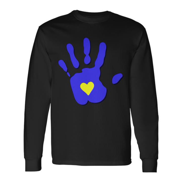 Hand Heart Down Syndrome Awareness Long Sleeve T-Shirt