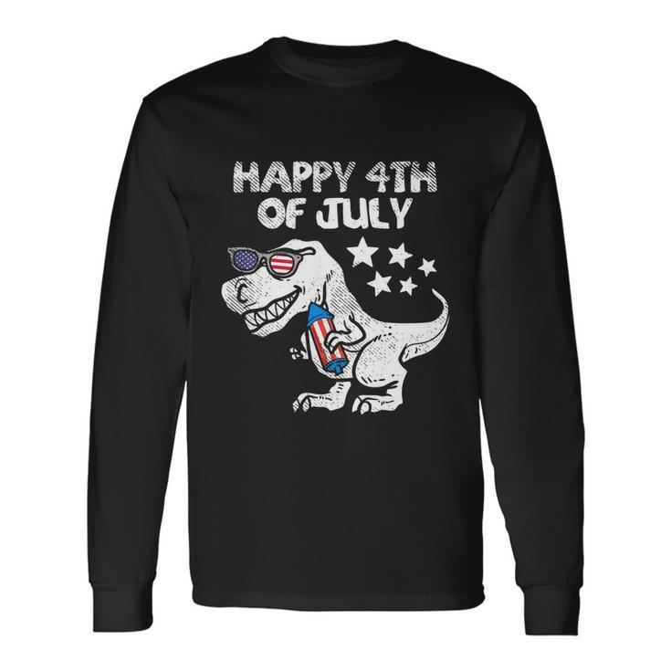 Happy 4Th Of July Trex Dinosaur American Dino Long Sleeve T-Shirt