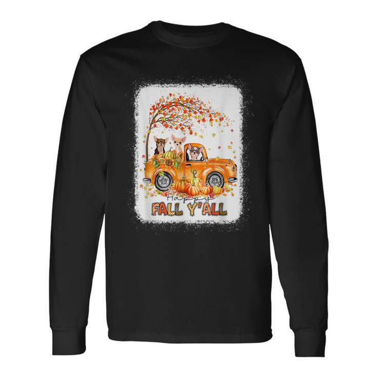 Happy Fall Yall Chihuahua Riding Truck Pumpkin Autumn Fall Men Women Long Sleeve T-Shirt T-shirt Graphic Print