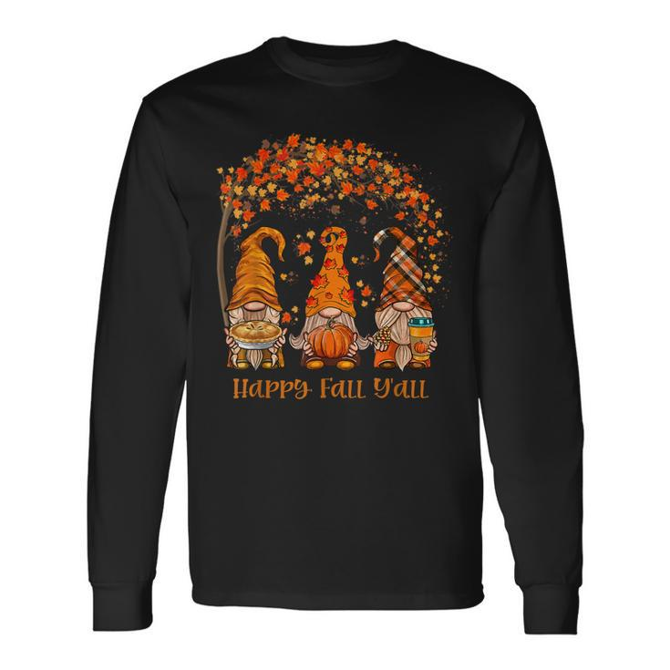 Happy Fall Yall Gnome Autumn Gnomes Pumpkin Spice Season Men Women Long Sleeve T-Shirt T-shirt Graphic Print