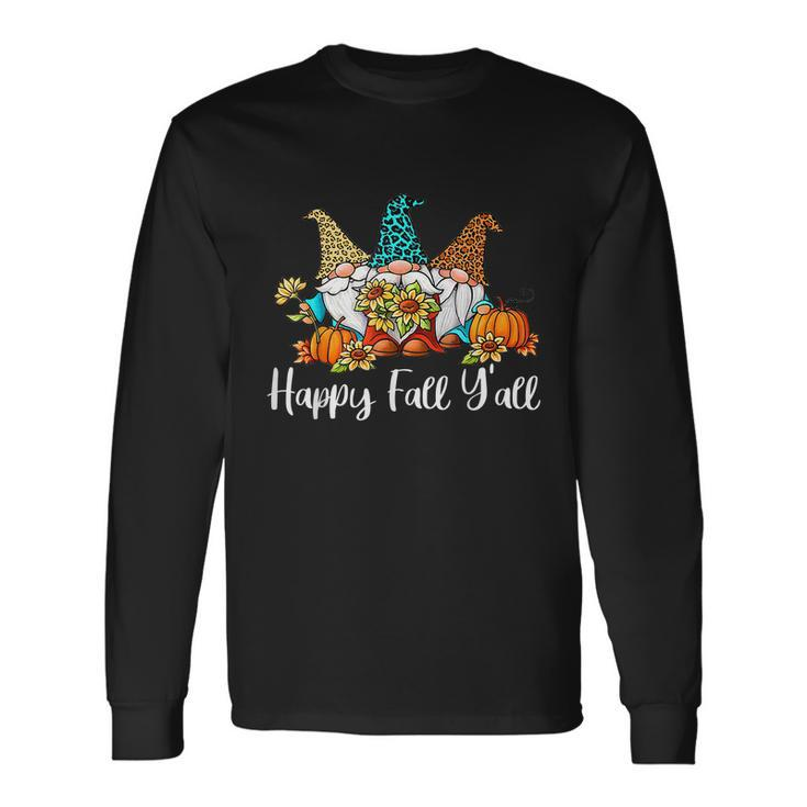 Happy Fall Yall Tshirt Gnome Leopard Pumpkin Autumn Gnomes Long Sleeve T-Shirt Gifts ideas