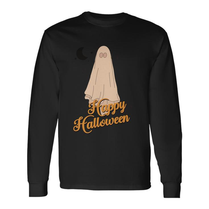Happy Halloween Ghost Boo Halloween Quote Long Sleeve T-Shirt