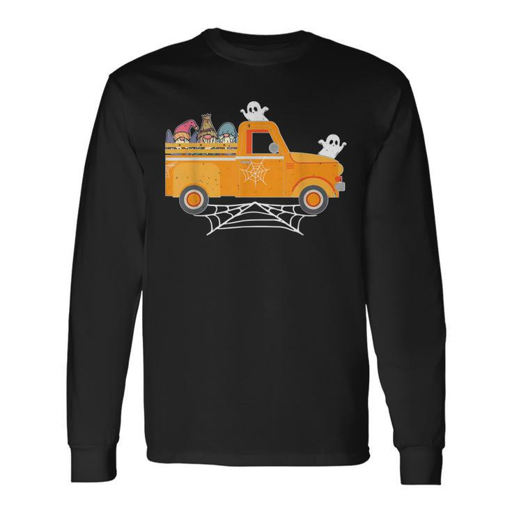 Happy Halloween Gnome Truck Drive Spooky Gnome Crew Squad V2 Long Sleeve T-Shirt