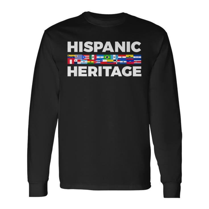 Happy Hispanic Heritage Month Latino Country Flags Men Women Long Sleeve T-Shirt T-shirt Graphic Print