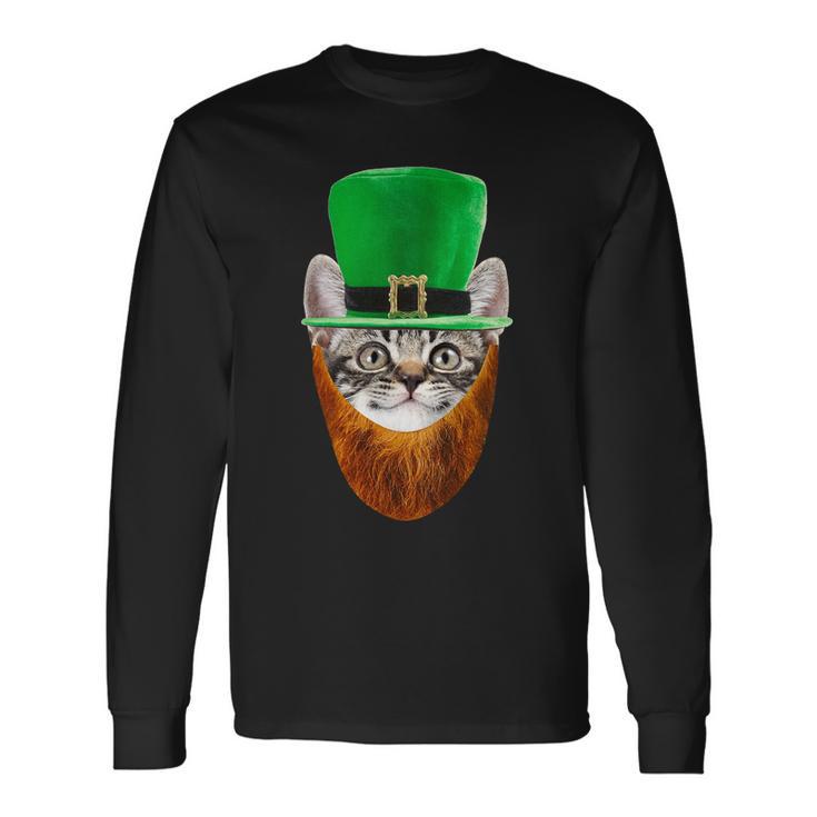 Happy St Catricks Day Cat Ginger Beard St Patricks Day Tshirt Long Sleeve T-Shirt