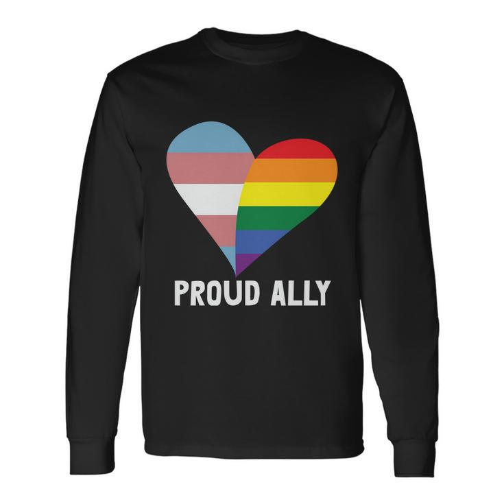 Heart Proud Ally Lgbt Gay Pride Lesbian Bisexual Ally Quote Long Sleeve T-Shirt