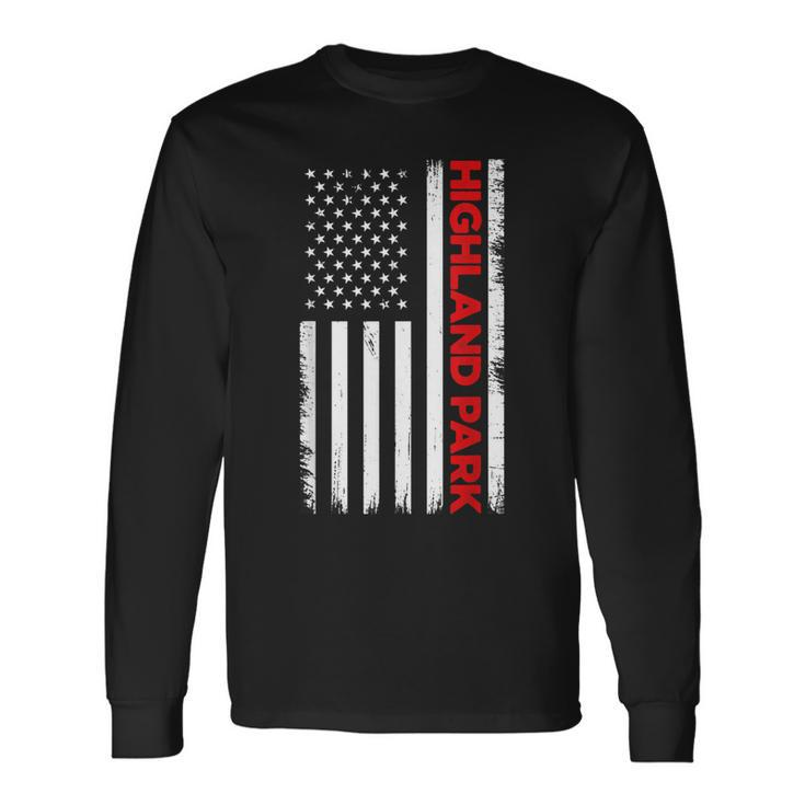 Highland Park Illinois United State Flag Vintage Style V2 Long Sleeve T-Shirt Gifts ideas