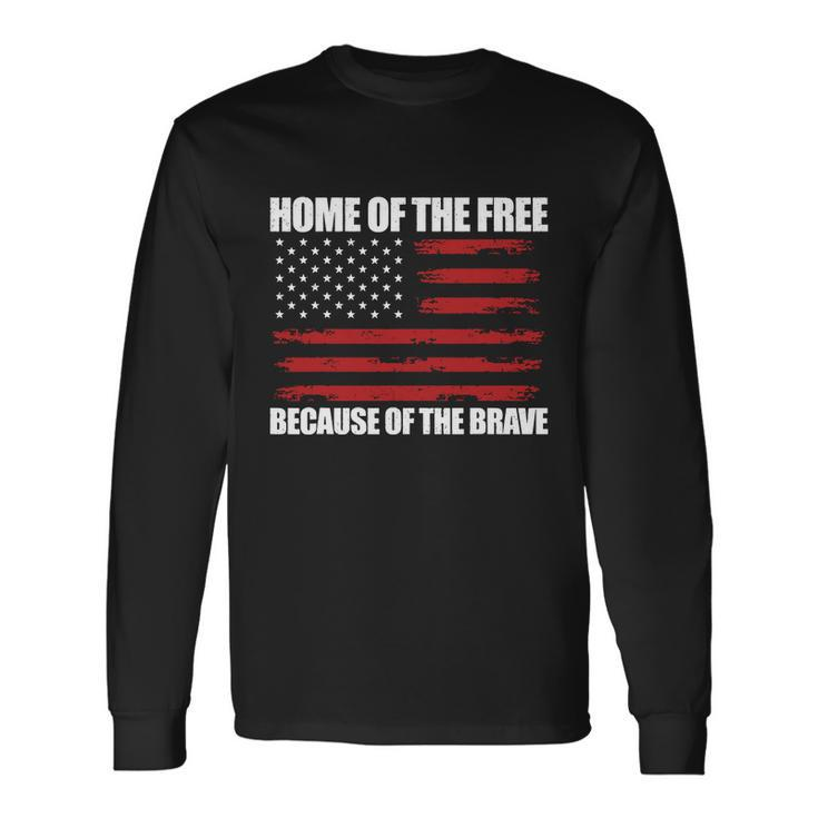 Home Of The Free American Flag Shirts Boys Veterans Day Long Sleeve T-Shirt