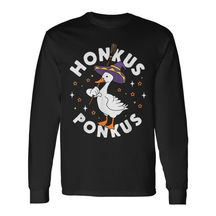 Honkus Ponkus Halloween Witch Hocus Duck Goose Parody Long Sleeve T-Shirt