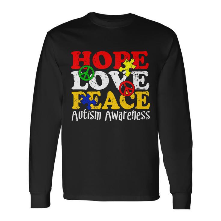 Hope Love Peace Autism Long Sleeve T-Shirt